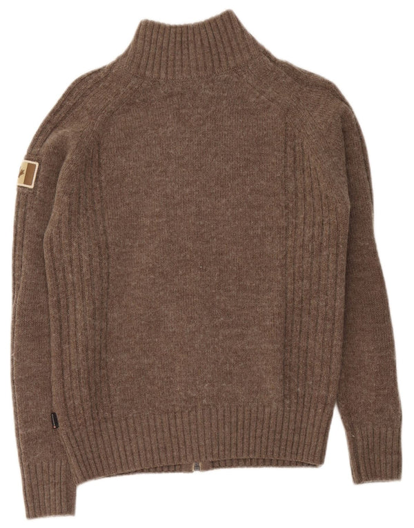 Canadiens Cárdigan extragrande con cremallera completa para mujer UK 10 Small Brown Wool