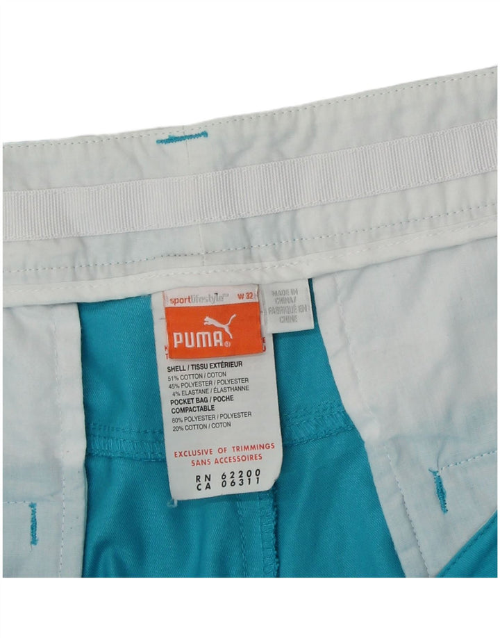 Pantalones cortos chinos Puma para hombre W32 poliéster azul medio