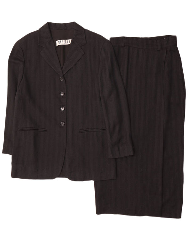 Marella Conjunto de falda de 2 piezas con 4 botones para mujer UK 10 Small W26 Black Stripes