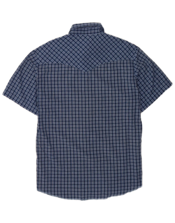 Wrangler Hombre Camisa De Manga Corta De Algodón A Cuadros Azul Marino Medio