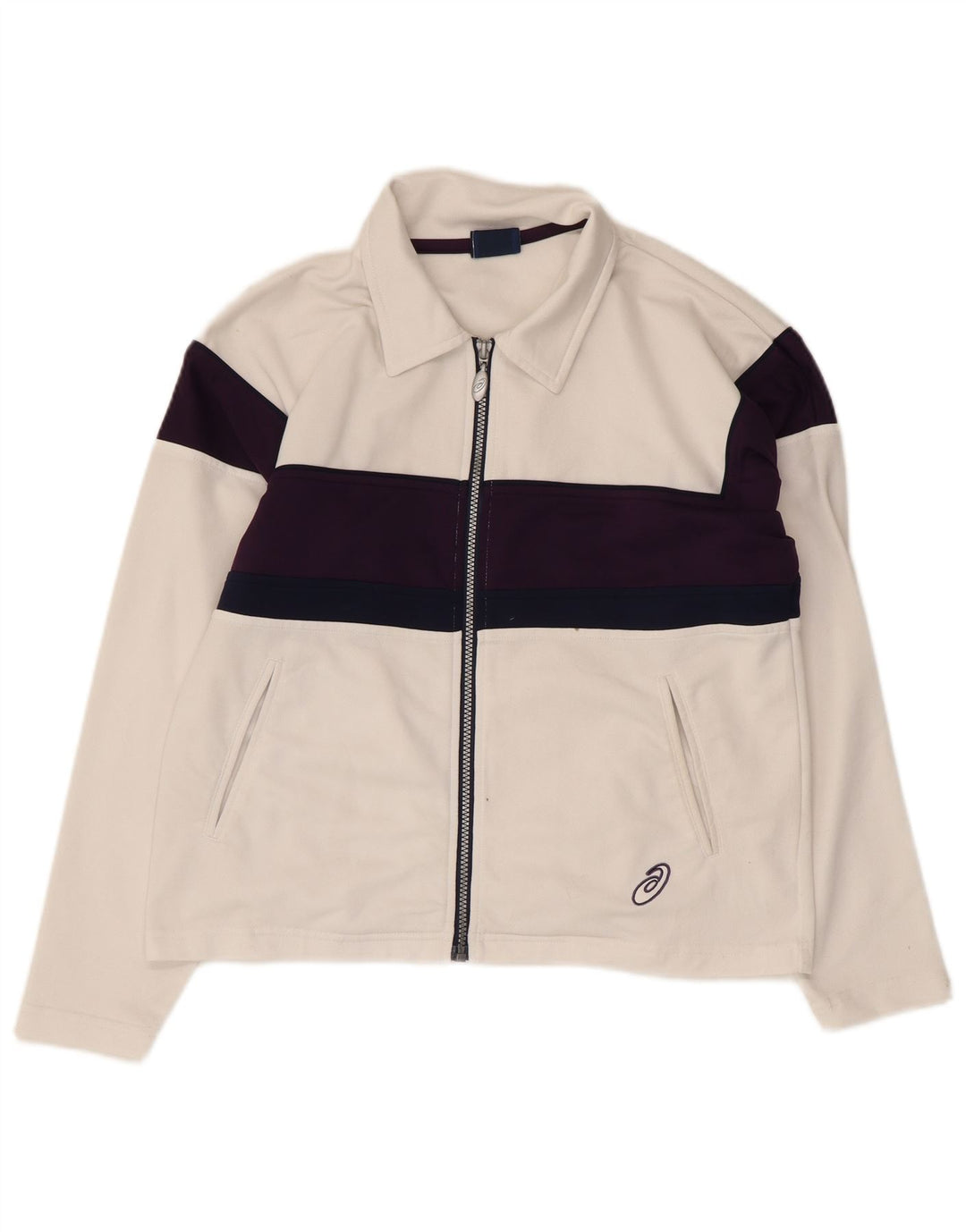 Asics Chaqueta de chándal extragrande para mujer UK 10 Small White Colourblock