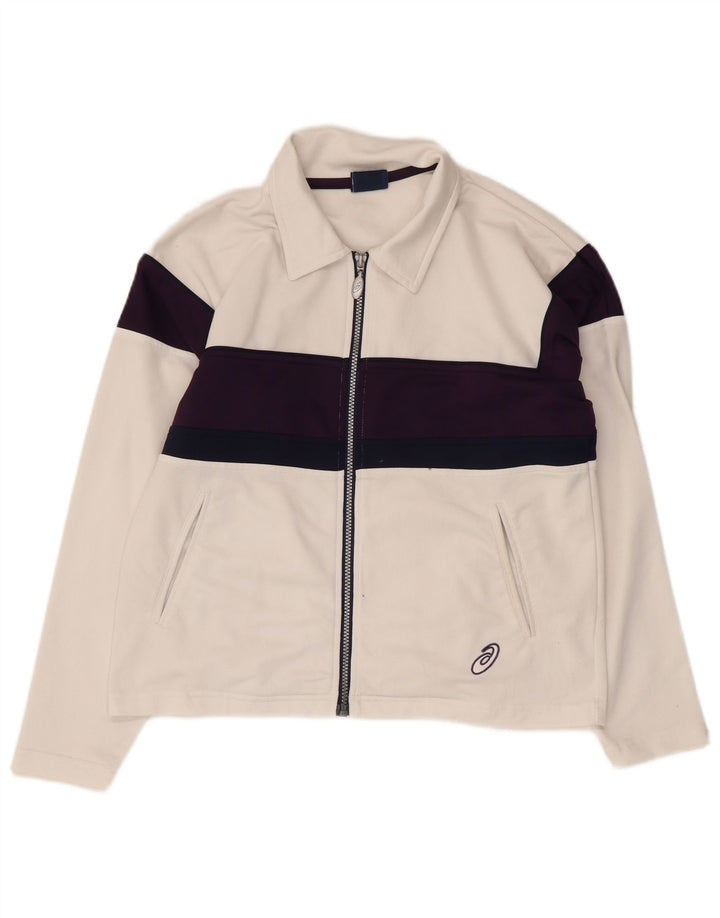 Asics Chaqueta de chándal extragrande para mujer UK 10 Small White Colourblock