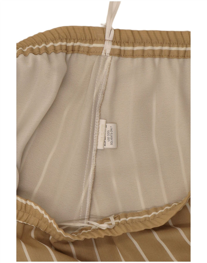 VINTAGE Pantalones casuales de pierna ancha para mujer W32 L31 Poliéster a rayas beige