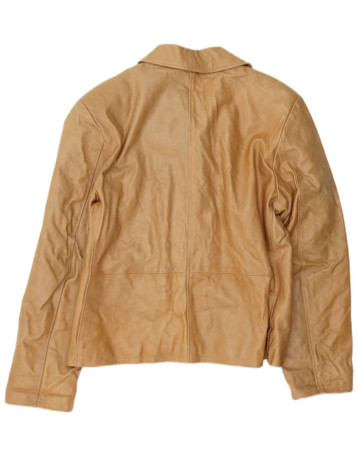 Vintage mujer 5 botones cuero Blazer chaqueta IT 46 marrón grande