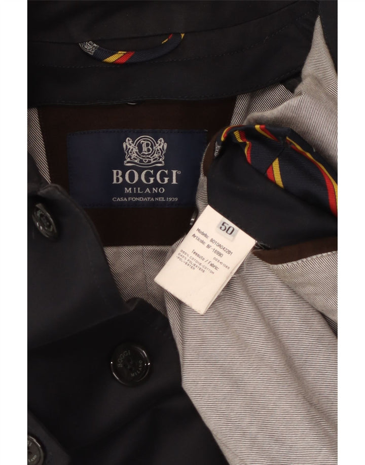 Gabardina Boggi Hombre IT 50 Grande Azul Marino Algodón