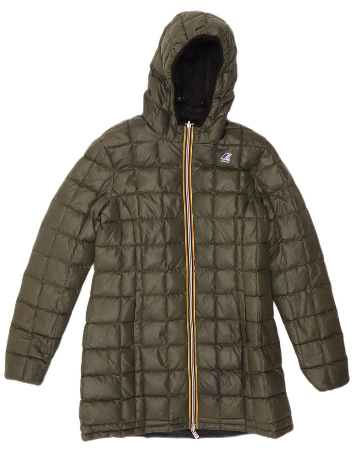 K-Way Abrigo acolchado reversible con capucha para mujer US 6 Medium Black Colourblock