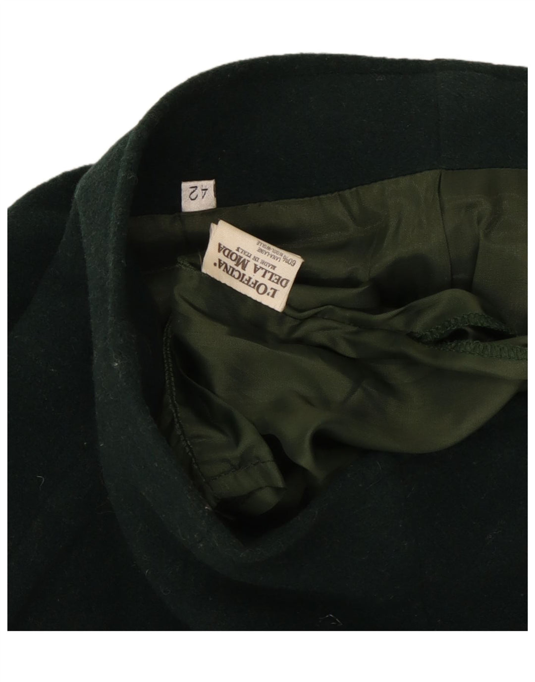 VINTAGE Womens Straight Skirt IT 42 Medium W26 Green Wool Vintage Vintage and Second-Hand Vintage from Messina Hembry 