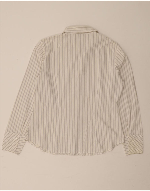 Marks & Spencer Camisa para mujer UK 46 Grande Algodón a rayas blancas