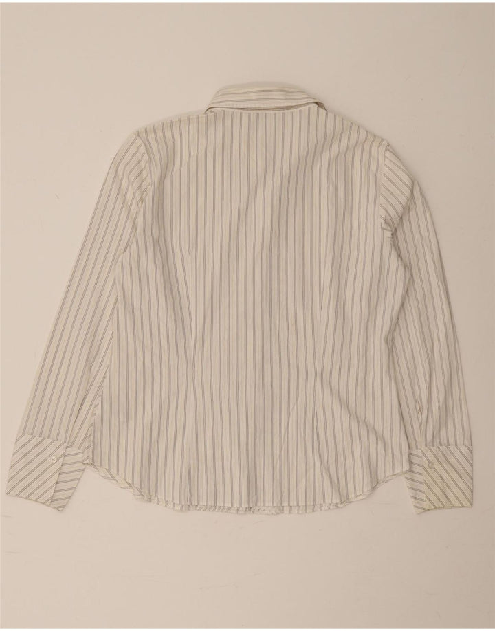 Marks & Spencer Camisa para mujer UK 46 Grande Algodón a rayas blancas