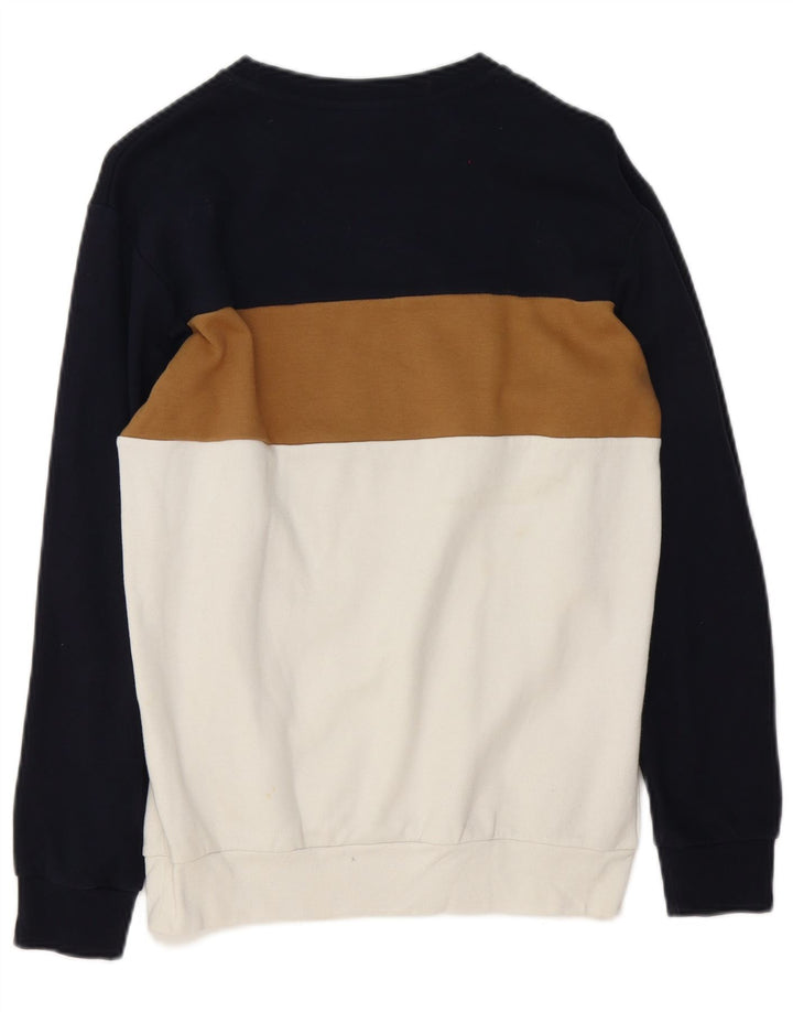 Zara Hombre Sudadera Jumper Small Blanco Colorblock Algodón