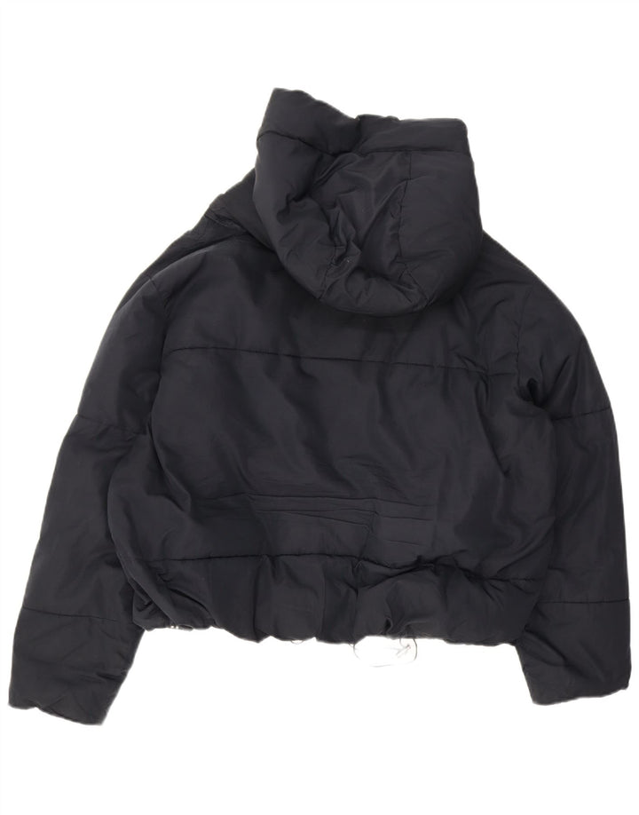 Zara Mujer Chaqueta Acolchada Corta Extragrande Con Capucha UK 10 Small Azul Marino