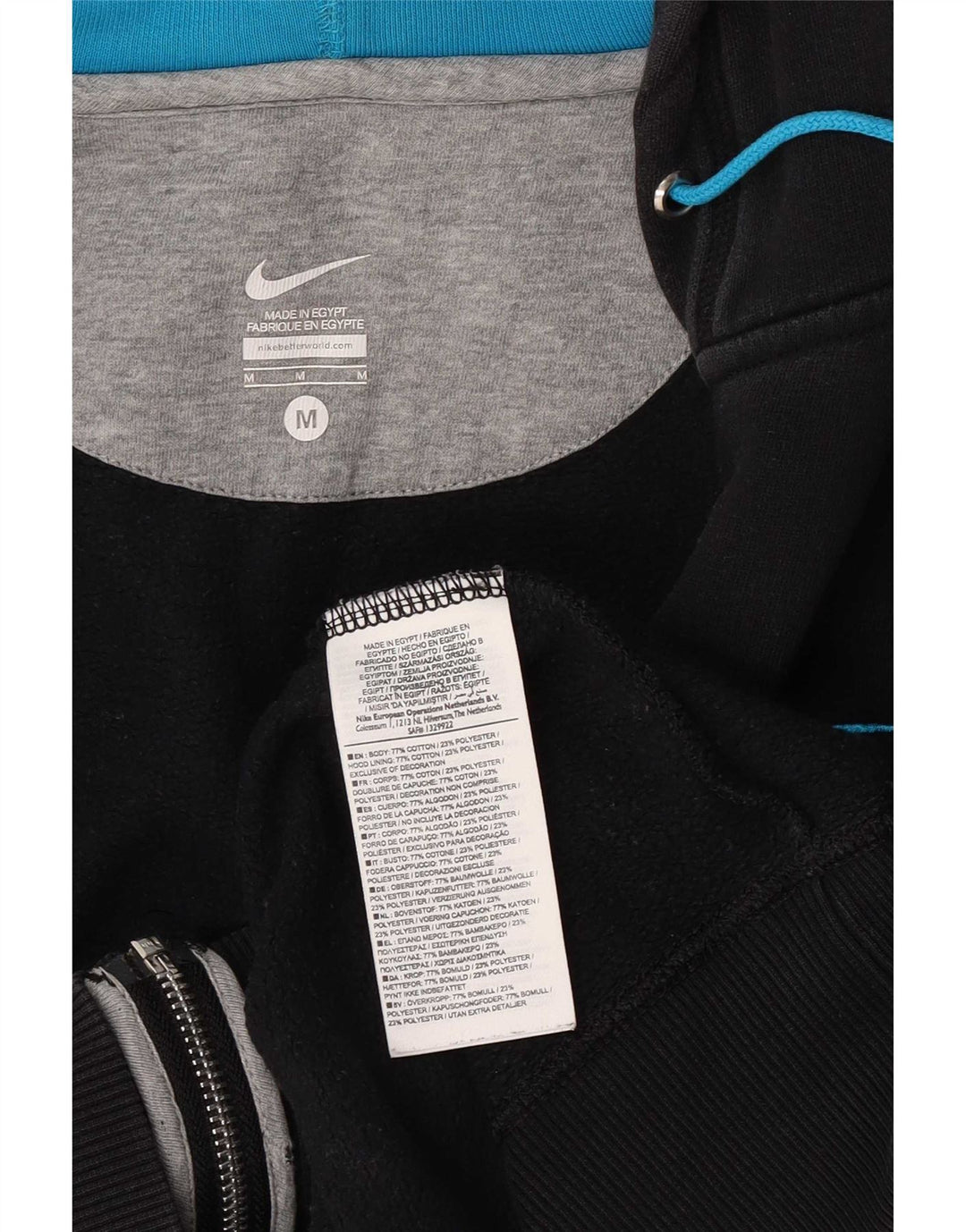 Nike - Sudadera con capucha y cremallera para hombre, tamaño mediano, algodón negro