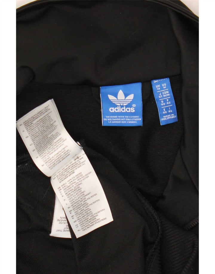Adidas Mujer Gráfico Chándal Top Chaqueta UK 14 Mediano Negro Poliéster