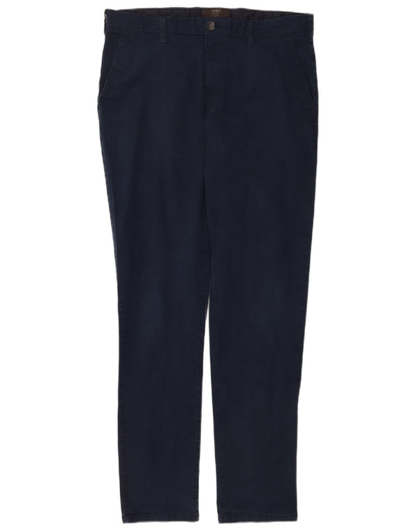 Marks & Spencer Pantalones chinos ajustados para hombre W34 L33 Algodón azul marino