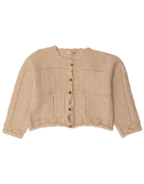 Vintage mujer crop cardigan suéter Reino Unido 14 beige medio
