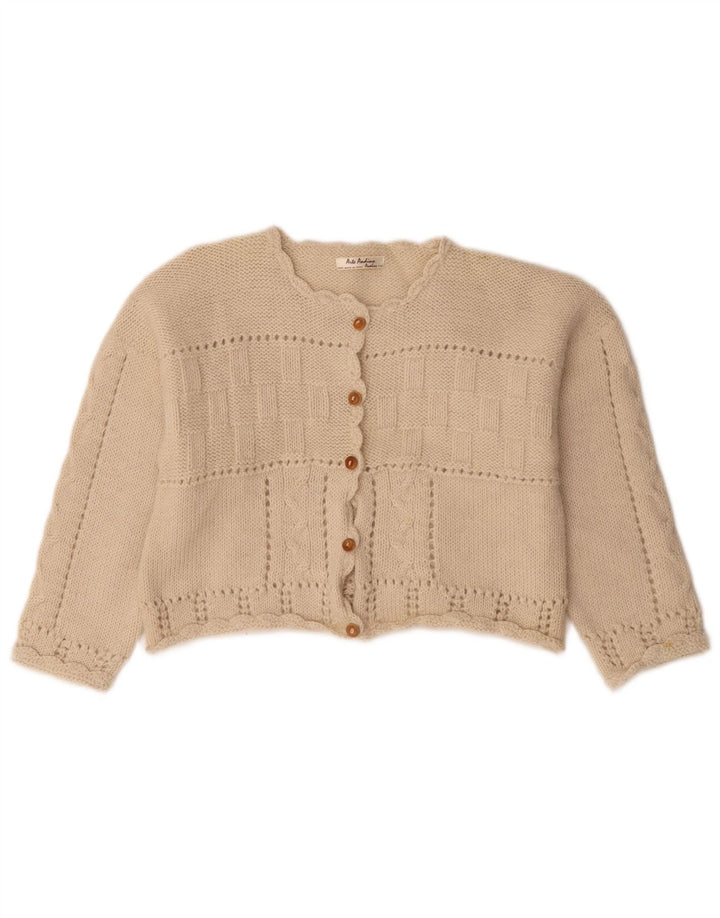 Vintage mujer crop cardigan suéter Reino Unido 14 beige medio