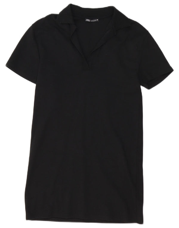 ZARA Vestido Polo Mujer UK 10 Small Negro