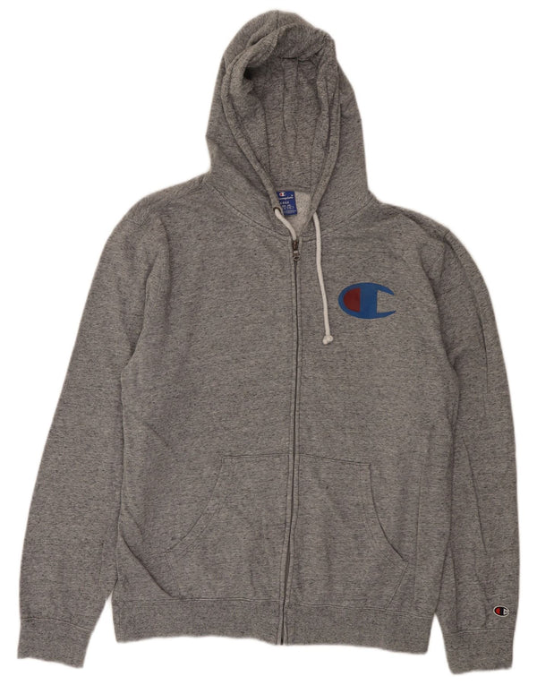 Champion Sudadera con capucha y cremallera para hombre, tamaño grande, algodón moteado gris