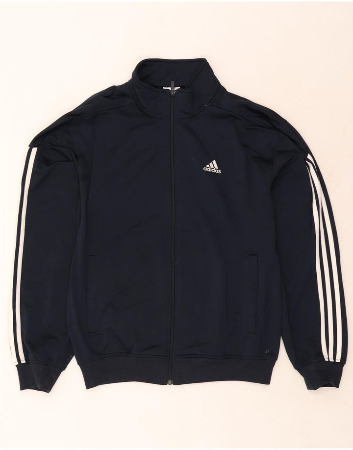 Adidas Hombre Chándal Top Chaqueta UK 38/40 Medio Azul Marino Poliéster