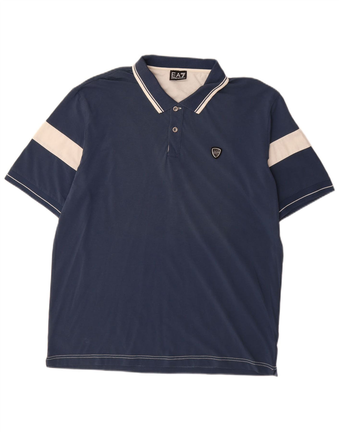 EMPORIO ARMANI Polo para hombre 3XL Algodón color block azul
