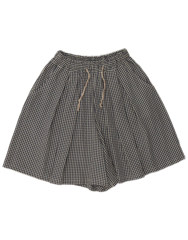 Wiya - Pantalones cortos de cintura alta para mujer, talla única W26, algodón a cuadros azul marino