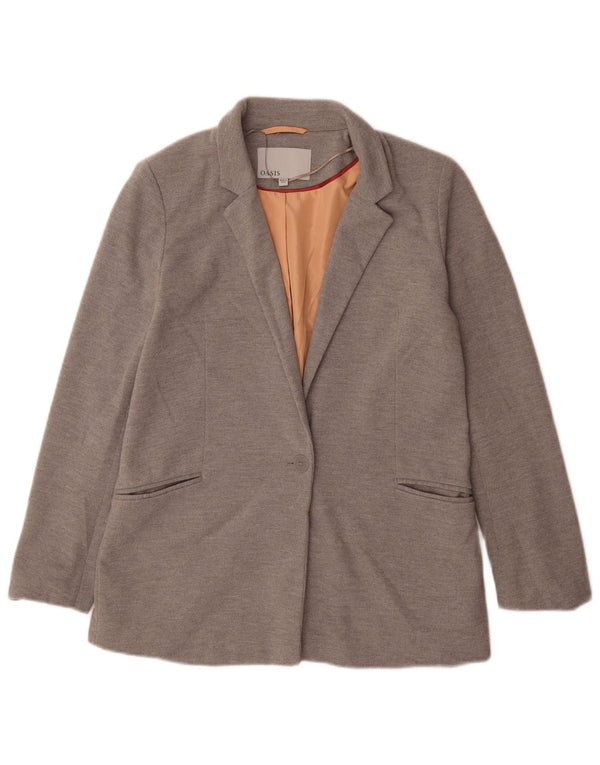 Oasis Chaqueta tipo blazer holgada con 1 botón para mujer UK 40 Small Gris Poliéster