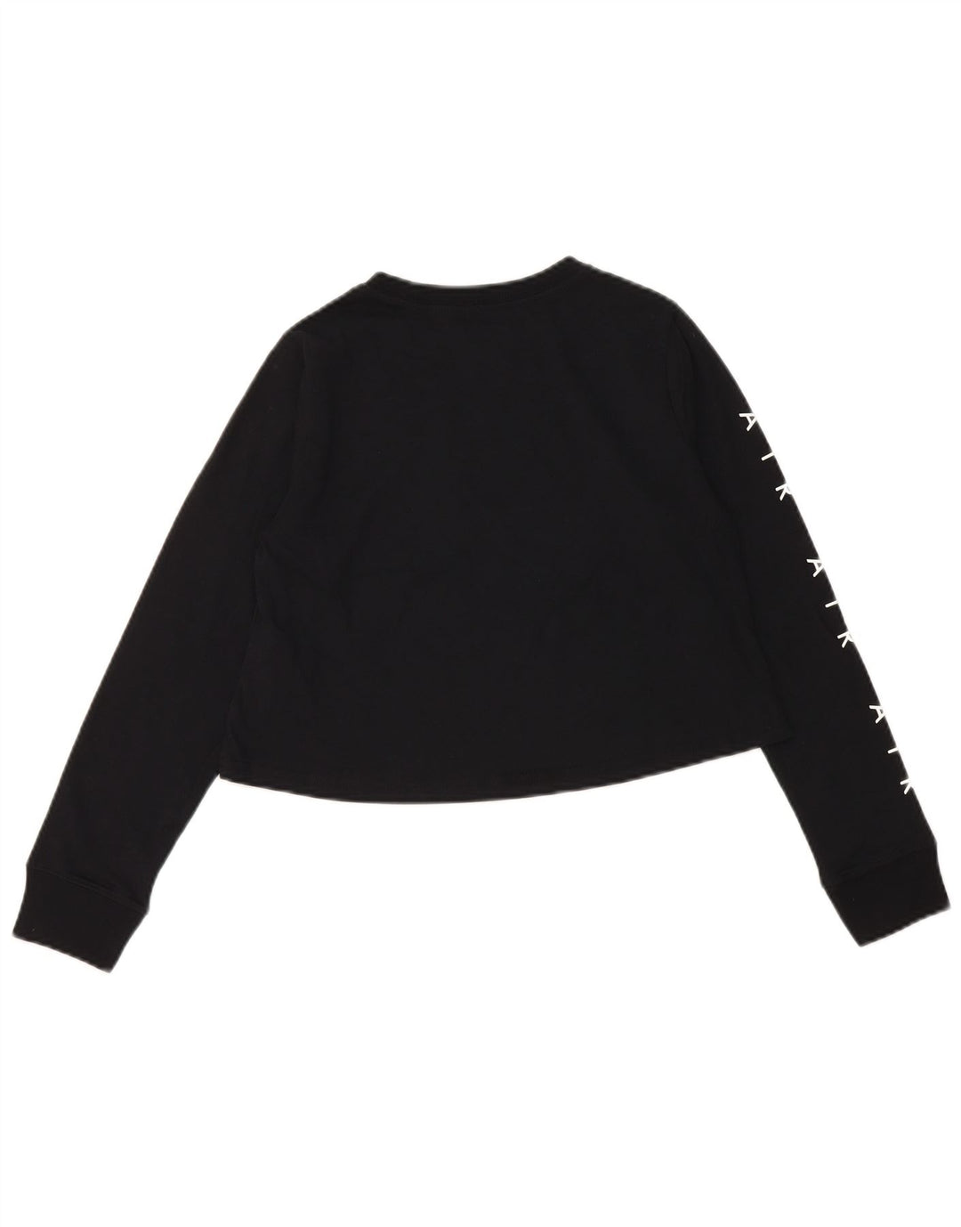 NIKE Top corto con gráfico para niña, manga larga, 10-11 años, algodón negro mediano