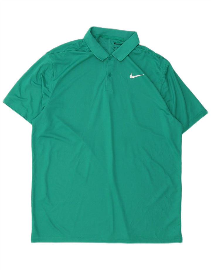 NIKE Polo Dri Fit para hombre, poliéster verde grande