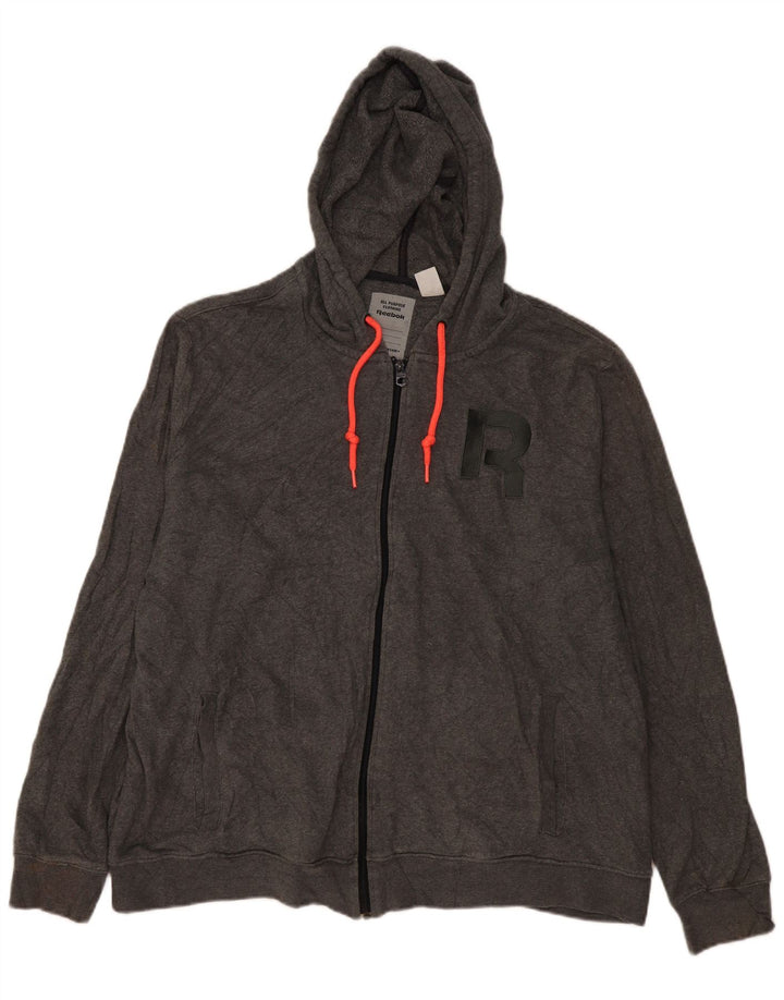 Reebok Sudadera con capucha y cremallera gráfica para hombre 2XL Gris