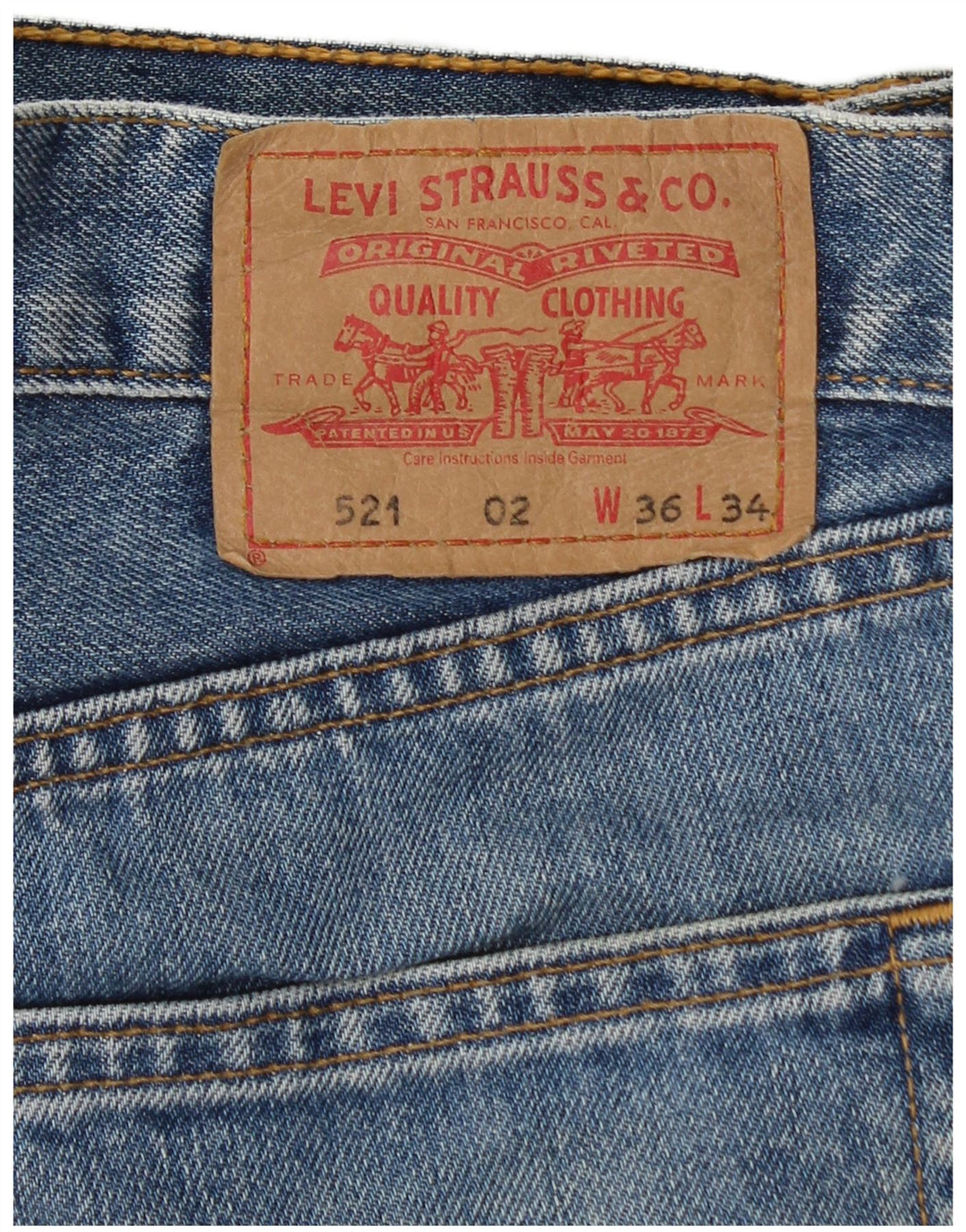 LEVI'S Vaqueros cónicos de cintura alta 521 para hombre W36 L30 Algodón azul