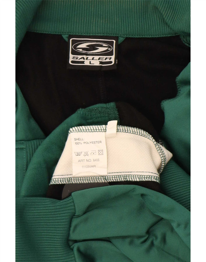 Saller Mens Chaqueta De Chándal Con Gráfico Grande Verde Color Block Poliéster