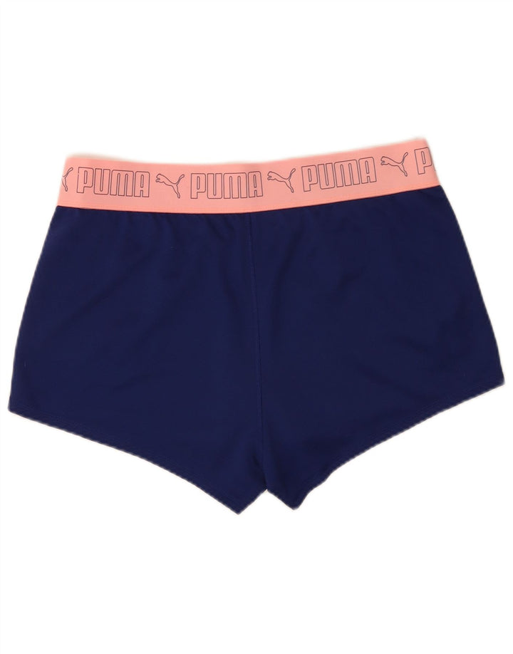 Pantalones cortos deportivos con estampado gráfico de poliéster en color azul grande para mujer Puma