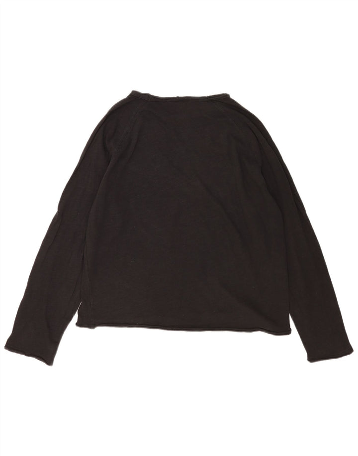 Zara Mujer Top Extragrande Manga Larga UK 44 Mediano Algodón Negro