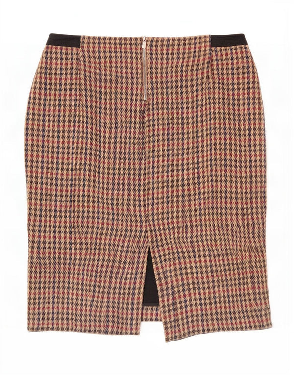 Falda lápiz para mujer Austin Reed UK 12 Medium W30 Algodón de pata de gallo marrón