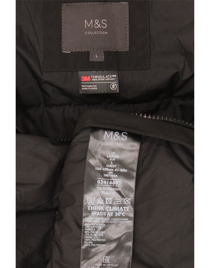 Marks & Spencer Chaqueta de esquí con capucha para hombre, talla 40, color negro