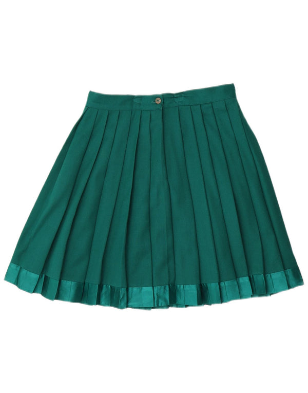 Vintage mujer cintura alta cuchillo falda plisada IT 46 grande W28 lana verde