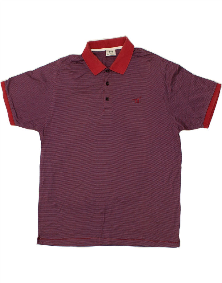 HENRY COTTONS Mens Polo Shirt 2XL Maroon Striped Vintage Henry Cottons and Second-Hand Henry Cottons from Messina Hembry 