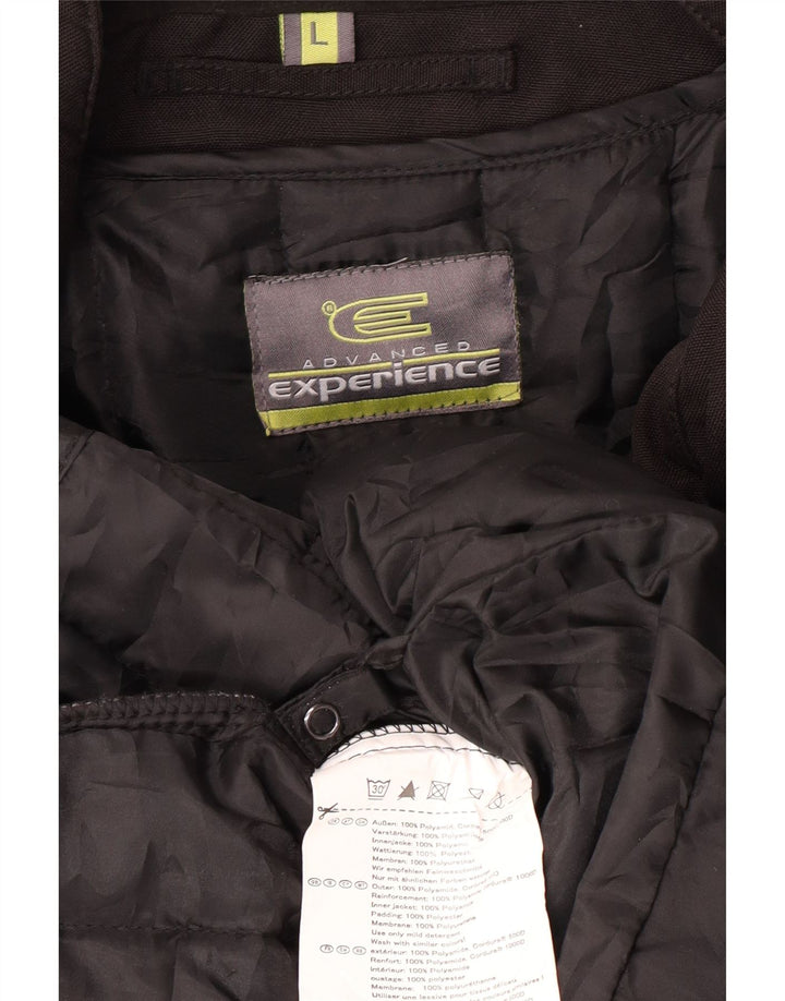 Vintage hombres acolchado Racer chaqueta Reino Unido 40 grande poliamida negra