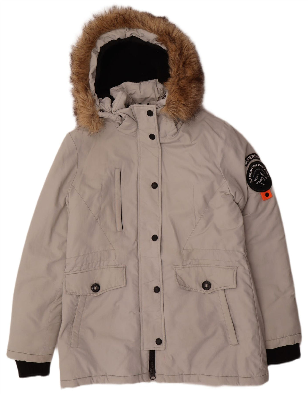 Superdry Parka con capucha para mujer, talla 44, nailon gris grande