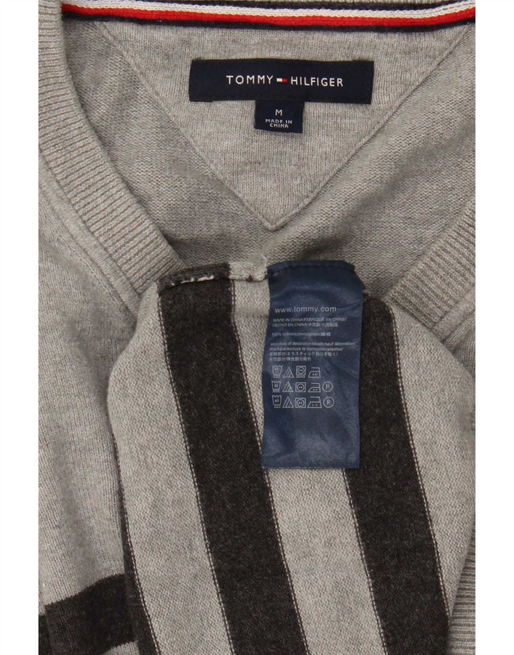 Tommy Hilfiger Jersey con Cuello en V para Hombre de algodón a Rayas Gris Medio