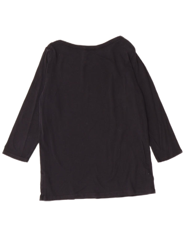 BENETTON Top para mujer manga 3/4 UK 44 Grande Algodón negro