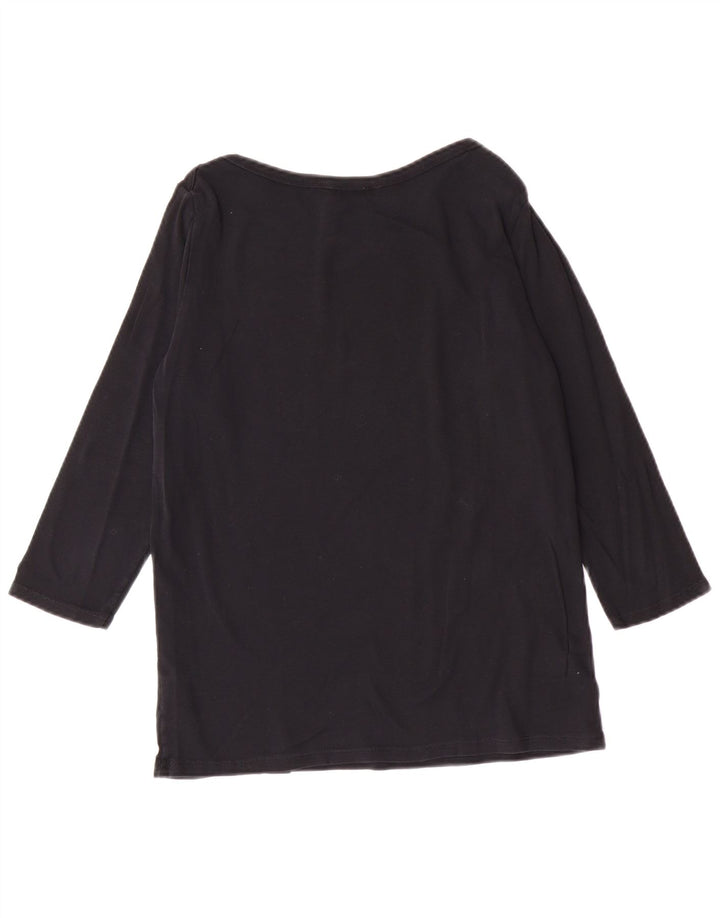 BENETTON Top para mujer manga 3/4 UK 44 Grande Algodón negro