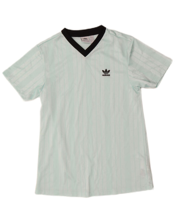 ADIDAS Camiseta para mujer Top UK 8 Small Turquesa Rayas Poliéster