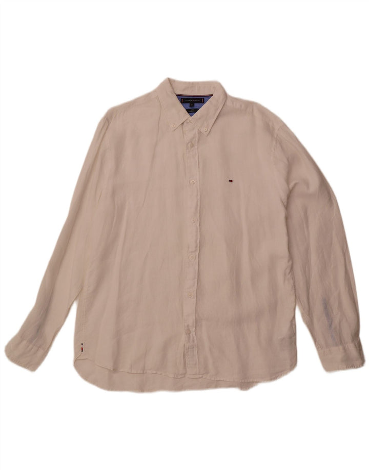 Camisa Tommy Hilfiger Hombre Regular Fit XL Lino Blanco