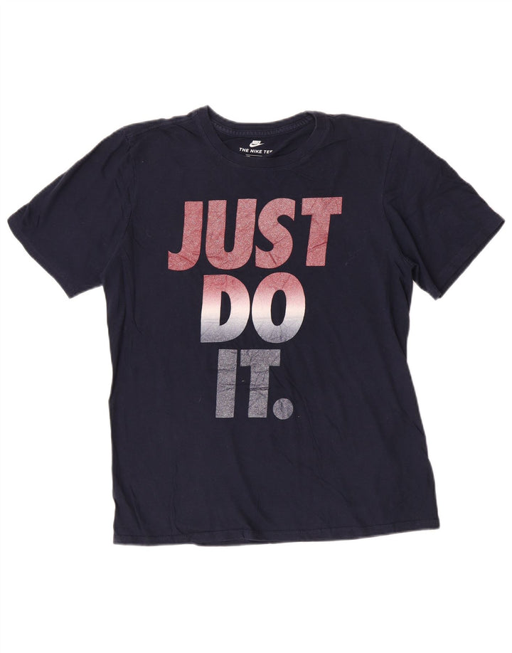 Nike Camiseta con gráfico de corte atlético para hombre, talla mediana, azul marino
