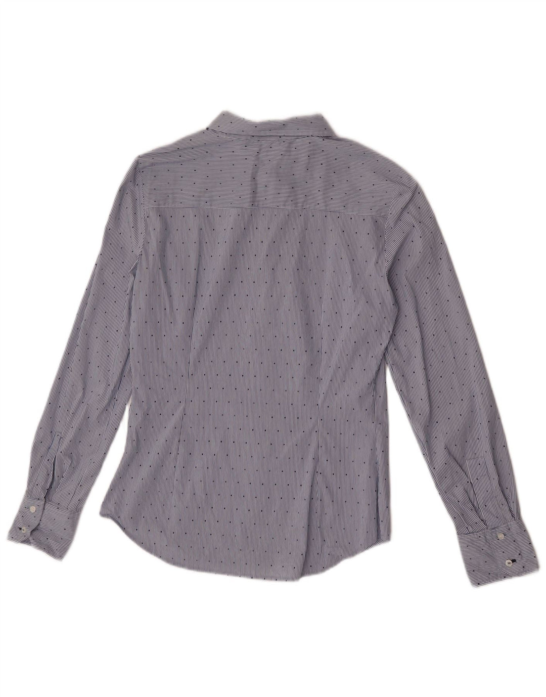Zara Mujer Camisa Reino Unido 12 Mediano Azul Pinstripe