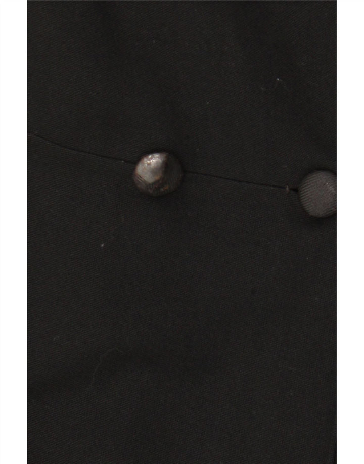 Vintage mujer doble pecho abrigo Reino Unido 12 medio negro