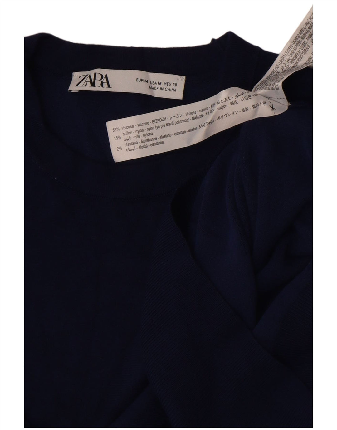 Zara Mujer Chaleco Camiseta Sin Mangas UK 12 Medium Azul Marino Viscosa