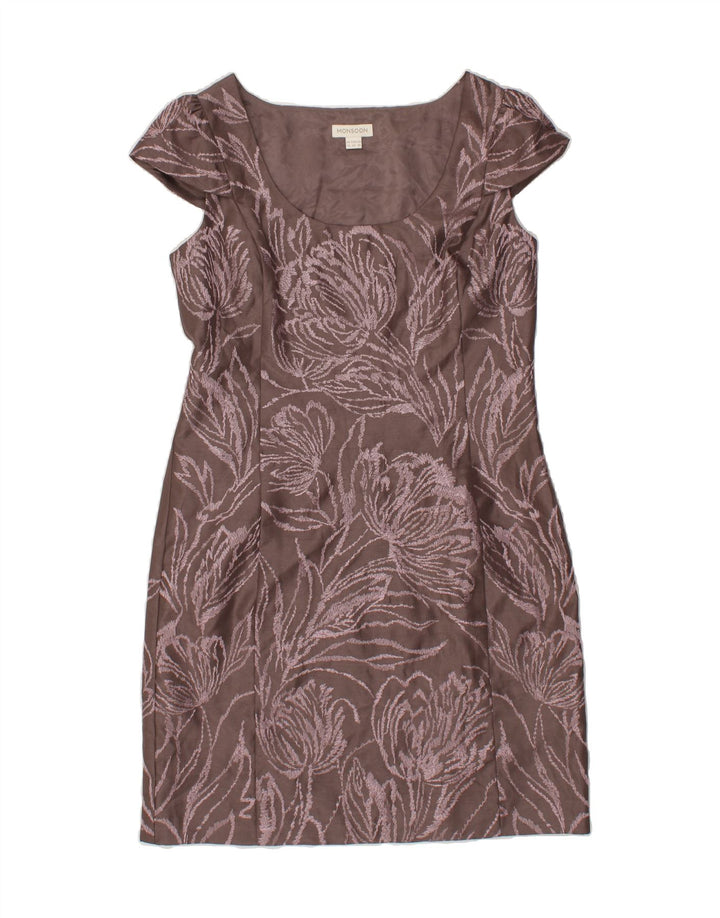 MONSOON Womens Sheath Dress UK 14 Large Grey Floral Polyester Vintage Monsoon and Second-Hand Monsoon from Messina Hembry 