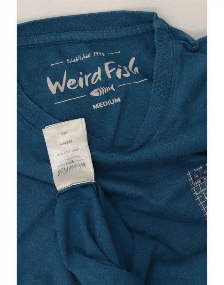 Weird Fish Camiseta gráfica para hombre Top Algodón azul medio